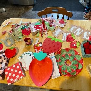 36 piece Strawberry 1st Birthday Bundle
